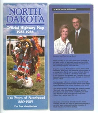 Vintage 1985-6 North Dakota Official State Highway Department Road Map