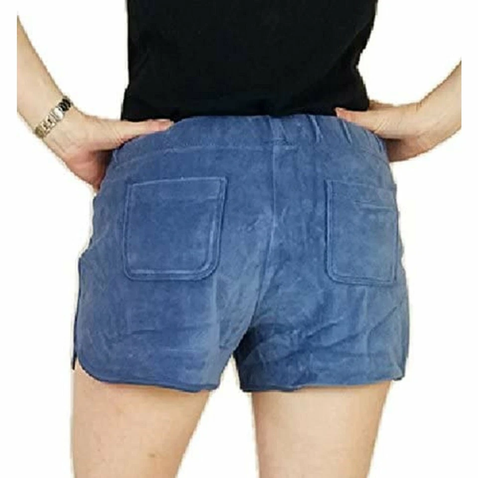 GREEN TEA MUJER TERCIOPELO SALÓN SHORTS CON BOLSILLOS~DENIM AZUL SELECCIONAR TALLA NUEVO   Foto 3 de 4