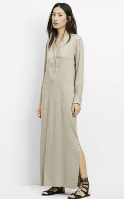 linen long sleeve maxi dress