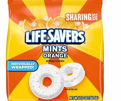 2 Bags Life Savers Orange Breath Mint Hard Candy Individual Wrap- 13 oz Bag