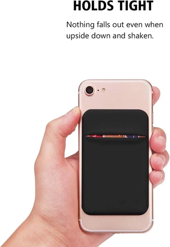 2 piezas Portatarjetas de Crédito Bolsa Teléfono Celular Billetera Bolsillo Adhesivo Negro - Imagen 6 de 10