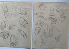 New ListingVintage 1930s 2 Pages Hands Drawing Academic Sketch Male Pencil Anatomy 8 x 10.5
