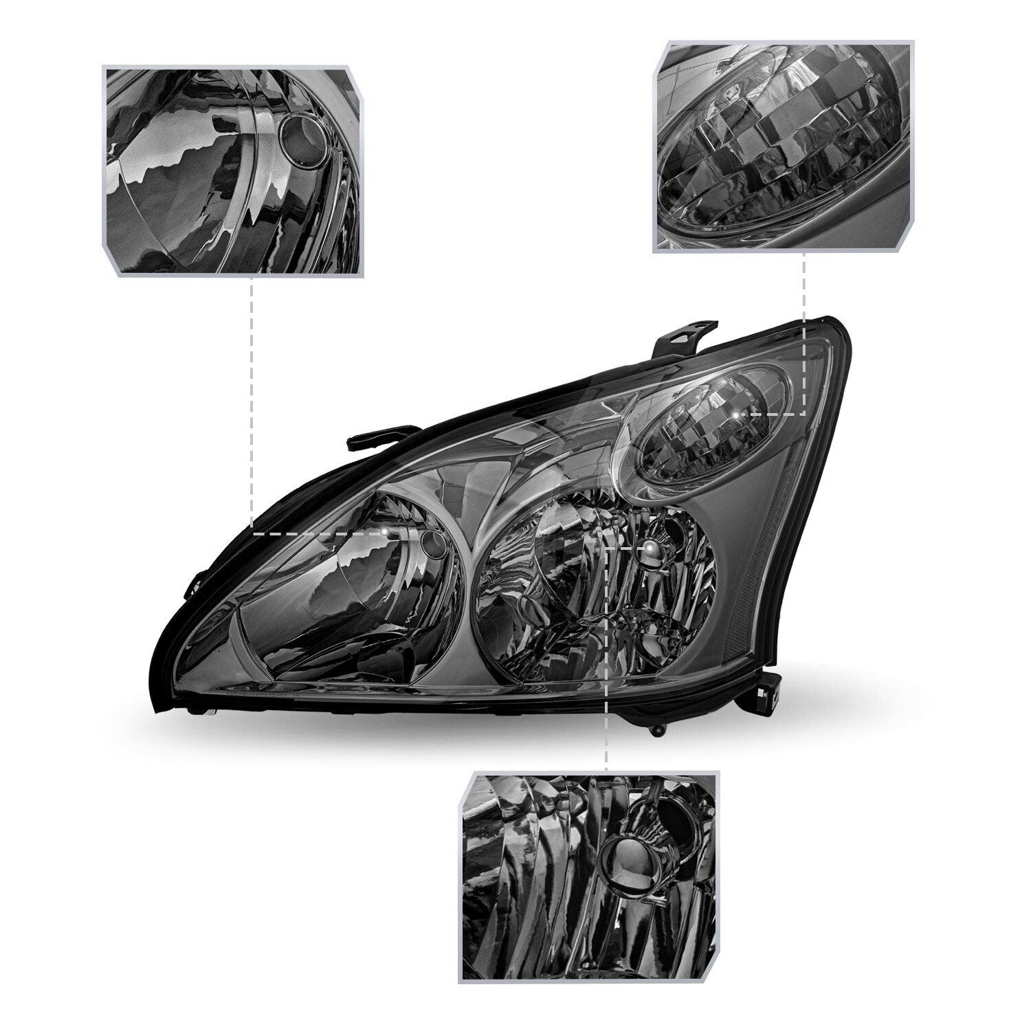 For 20042009 Lexus RX330 RX350 Smoke Pairs Halogen Headlights