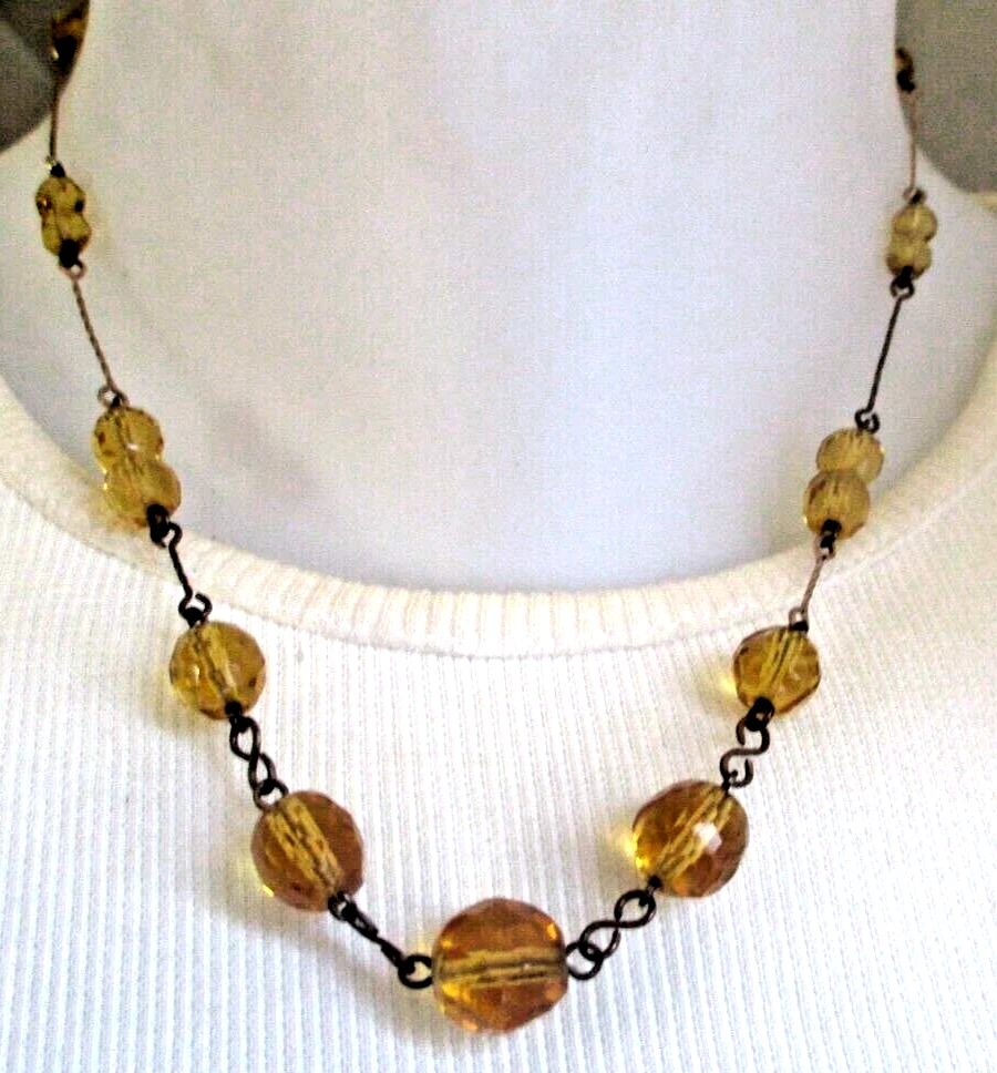 Collier Vintage Orange - Perles De Murano Et Cristaux - Occasion