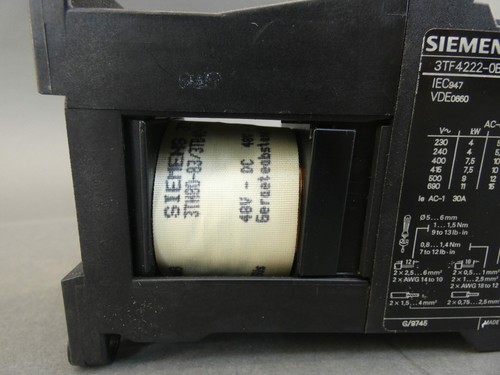 Siemens 3TF42 22-0BW8 Contactor AC-3, 7,5kW, DC 48V - NEW Surplus! - Picture 4 of 10