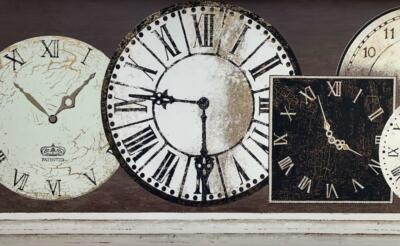 Katzenbach & Warren Timeless World Clock Rustic Brown Wallpaper Border,15'x13.5''