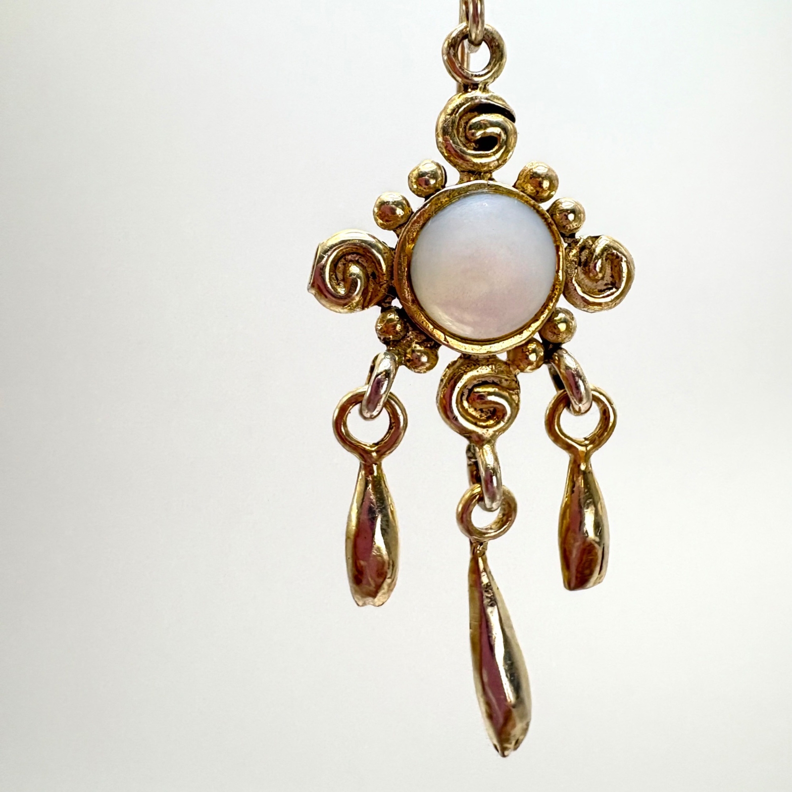 VTG Solid Sterling Silver 925 White Gemstone Dang… - image 7