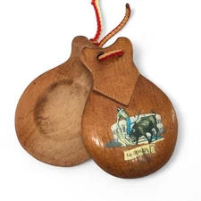 Castanets Wooden Musical Instrument Percussion Spainish Handcrafted Castañuelas