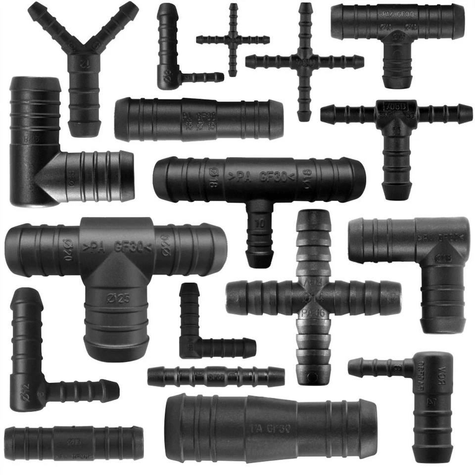 Plastic Hose Joiners Tube Fittings Barbed Pipe Connectors all Types I T Y X L