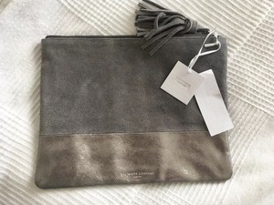 Suede Metallic Grey Company rundsplit Block Clutch 100 The White Silver Taupe 01fAqw6C