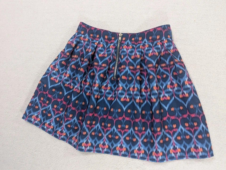 Bethany Mota XS Aeropostale Azul Rosa Falda Geométrica 15" Sin Arrugas 6" Cremallera Foto 2 de 4