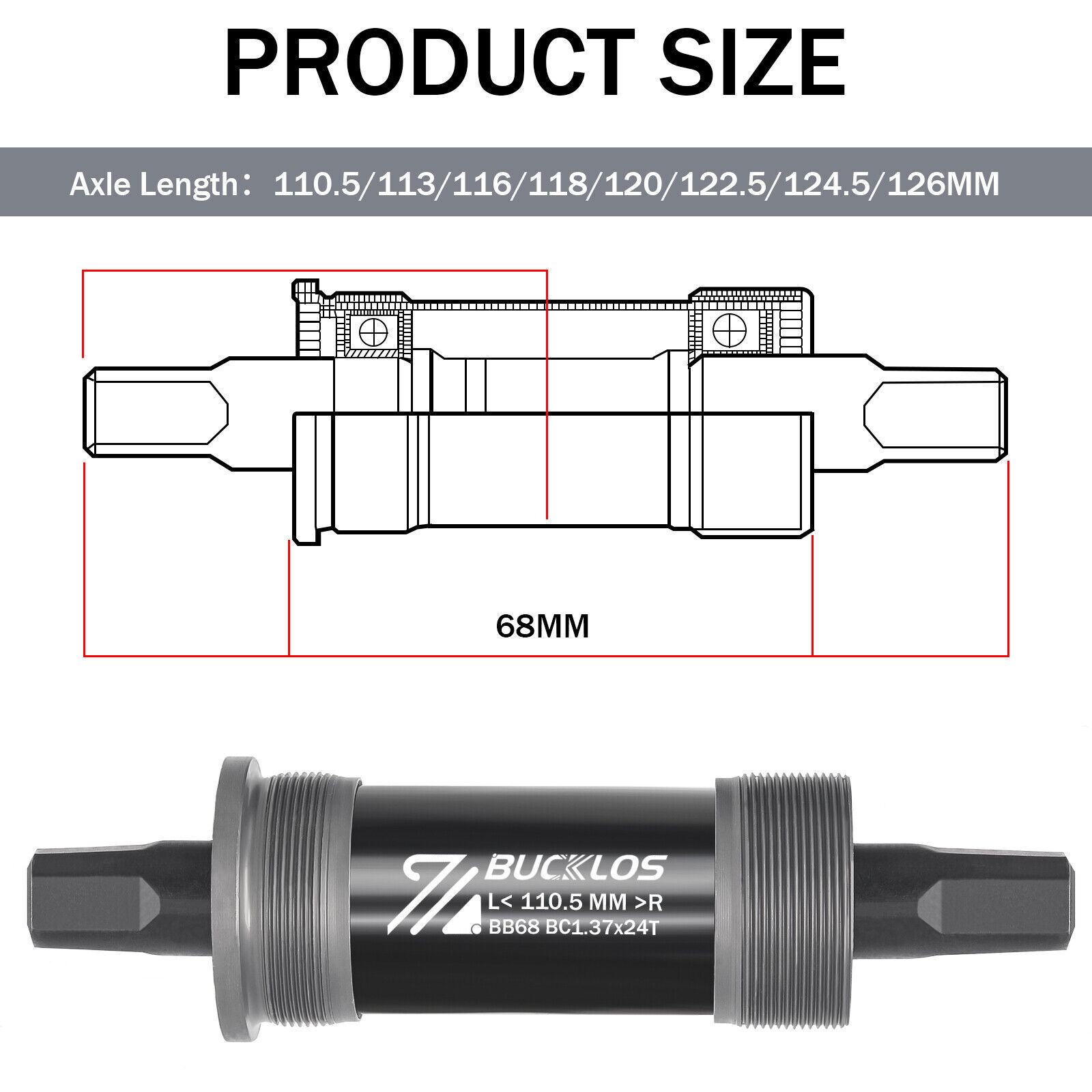 Mountain Bike Crank Square Taper Bottom Bracket BB68 Sealed Bearings E-bikes US