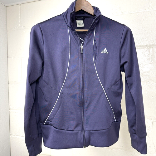Adidas Track Jacket Full Zip Womens Size Medium Embroidered Logo Purple