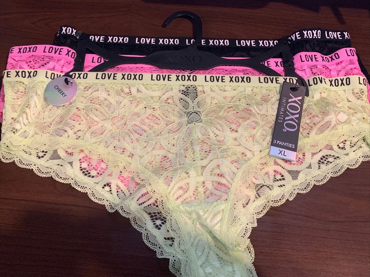 XOXO Bikini Panty Womens Sexy Cheeky Underwear 3 Pack XL Yellow
