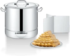 Stainless Steel Tamales Steamer Pot. Mi Abuela Series with Exterior Water Refill