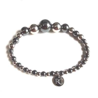 Rustic Cuff RC Beaded Silver Tone Stretch Bracelet 4 to 12 mm 7 inch
