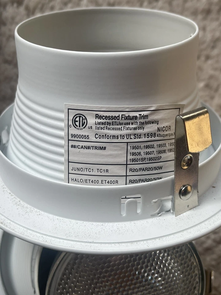 NICOR 4” R20 WHITE BAFFLE TRIM 19502-PHILIPS 7W LED 500 LUMEN DIM PAR 20-QTY 5 - Image 4 of 4