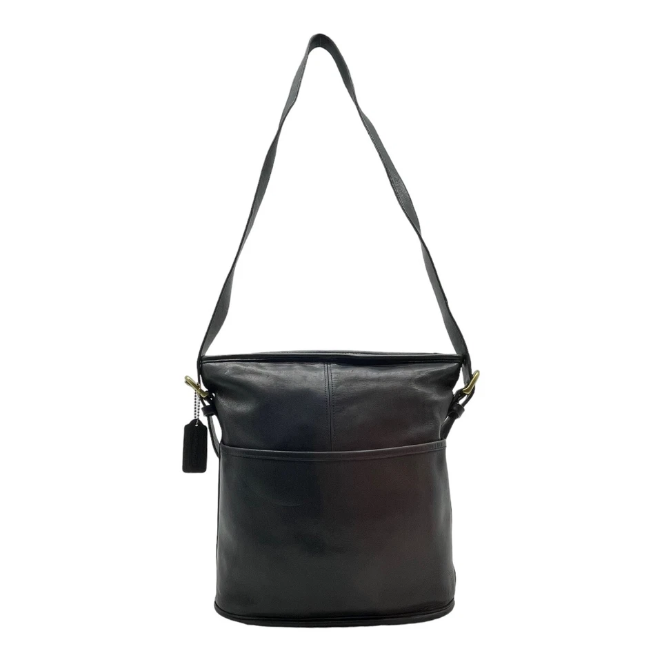 Bolso de hombro vintage COACH BLEECKER 4153 cuero liso cubo bolso de mano NEGRO Foto 2 de 4