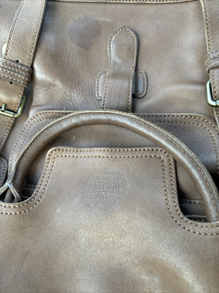 Bolso mensajero/portátil/maletín de cuero Rawlings marrón limitado, etiqueta de equipaje marrón Foto 4 de 4