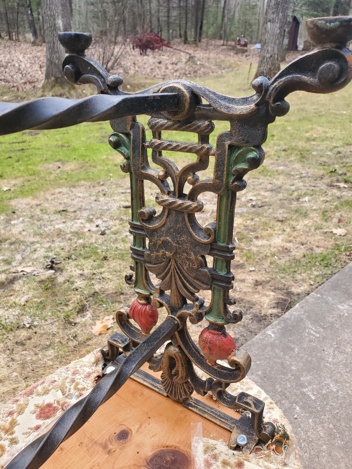 Antique Lions Head Torches Cast Iron Vanity Bench 43"×17"×15" FREE