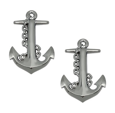 3D CHROME ABS ANCHOR EMBLEM STICKER DECAL SAILORS US NAVY PAIR 5''