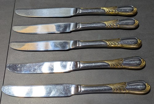 Retroneu LINDA Stainless Gold Accent 18-8 Service for 8 Flatware Set 40 Pieces - Picture 3 of 13