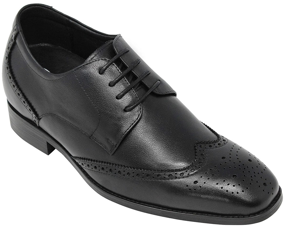 Black Leather Lace Up Wing Tip Formal Derby Oxford Dress 