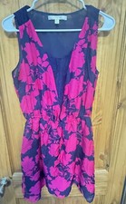 Jenny Han Blue Pink Floral Lace Silk Mini Dress M Sleeveless Cottagecore Y2K