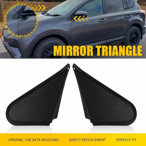 For TOYOTA For RAV4 13-18 Mirror Corner Triangle Cover Trim Pair Black Plastic