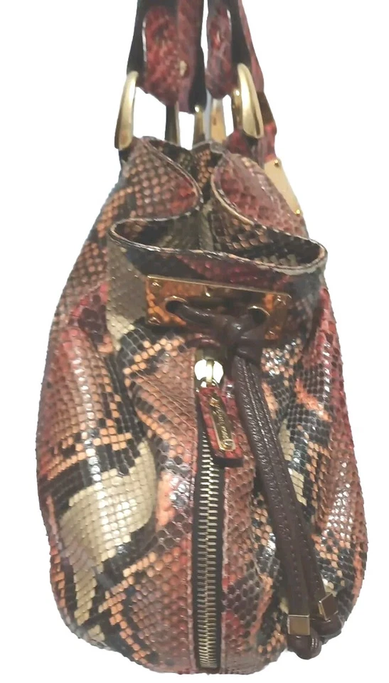 Michael Kors Collection Python  Satchel Hand Bag Orange Slight Ware On Bottom - Image 4 of 4