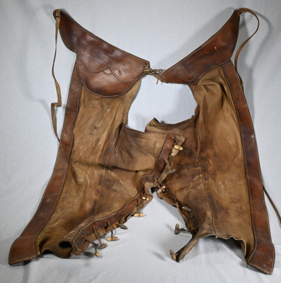 Early 1900s Leather Mexican Charro Chaps Distressed 40'' Long