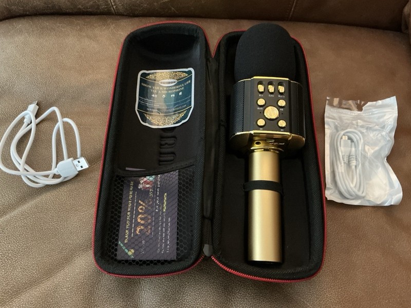 BONAOK Karaoke Bluetooth Wireless Mic 3-In-1 Portable Handheld Mic Speaker W/Cas
