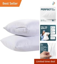 Breathable King Pillow Covers with Zipper - Ultra-Soft 200 Thread Count Set of 2