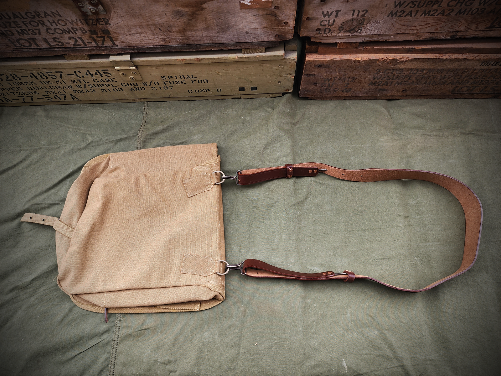 Haversack Rations U.S. Spanish American War M1878 Haversack with Leather Shoulder Strap ...