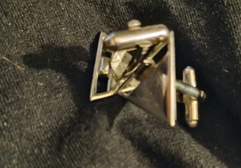 复古 Shields Fifth Avenue 袖扣银色紫水晶三角艺术装饰  — 第 3/3 张图片