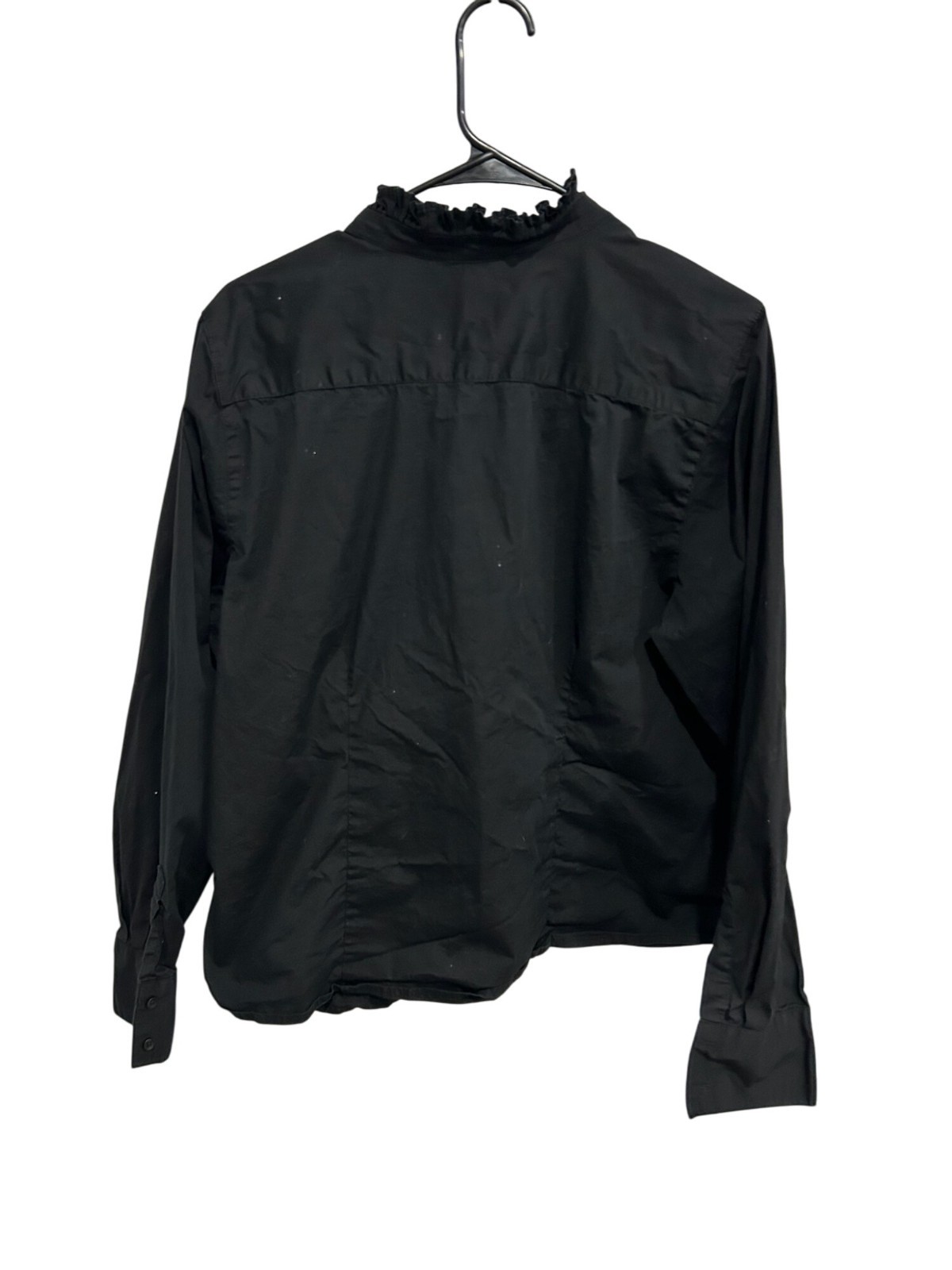 Dialogue Ruffle Front Button-Up Blouse Black Sz X… - image 2