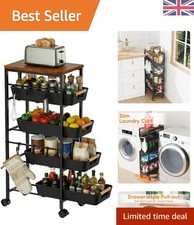 5-Tier Slim Metal Storage Trolley with Pull-Out Baskets for Efficient Organizing