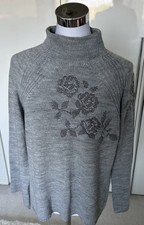 Pullover JANINA Größe 38,grau, Stickerei, W...