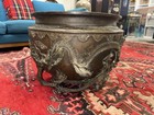 Meiji Bronze Jardiniere Relief Cast Dragons Signed Yoshida Zo Monumental 23x17” — photo 2