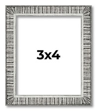 3x4 Frame Silver Grey Distressed Solid Wood Picture Frame  0.75 Inch Moulding W