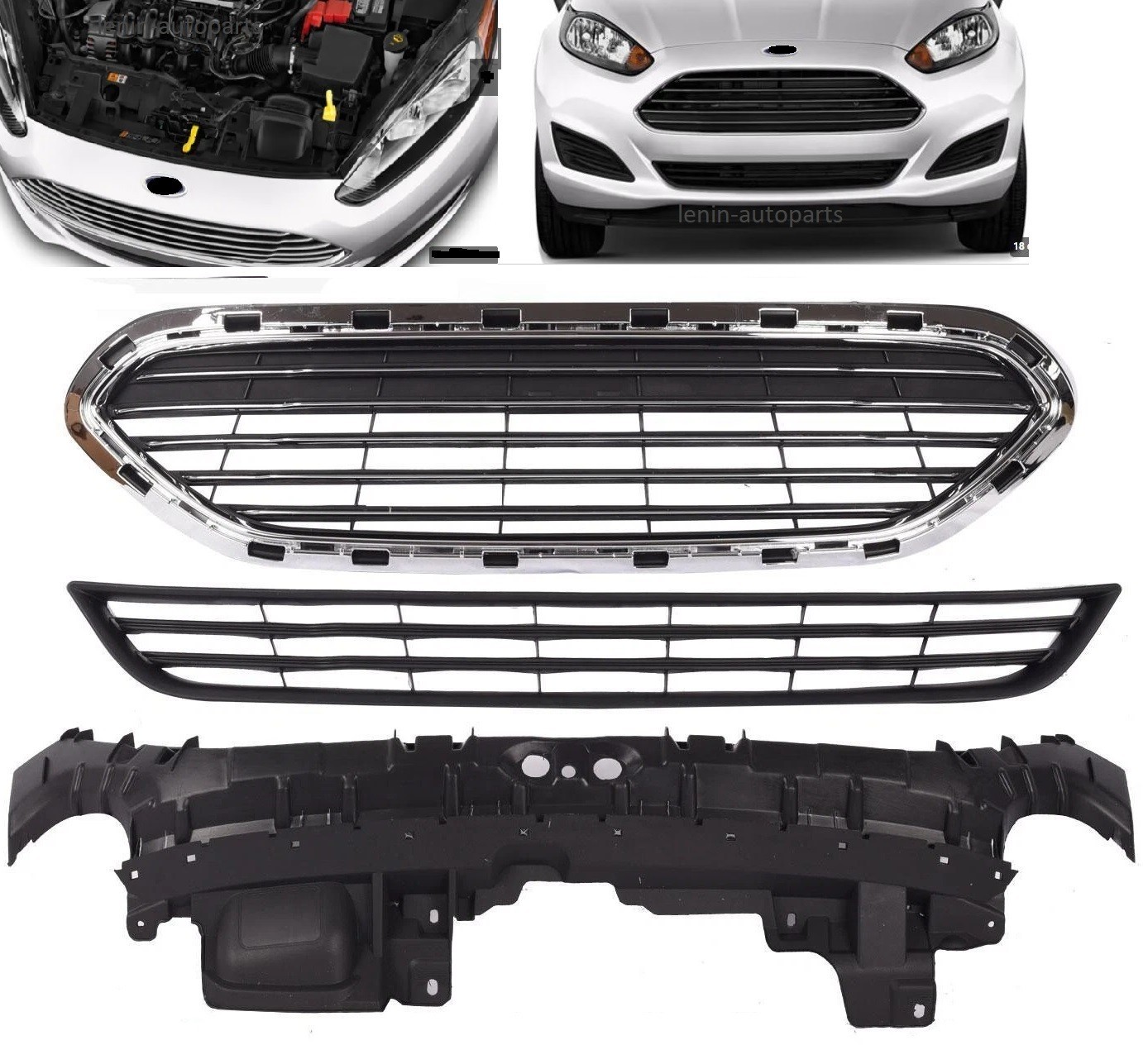 Bumper Grille Face Bar Filler Retainer Front Sedan for Ford Fiesta 2014-2019