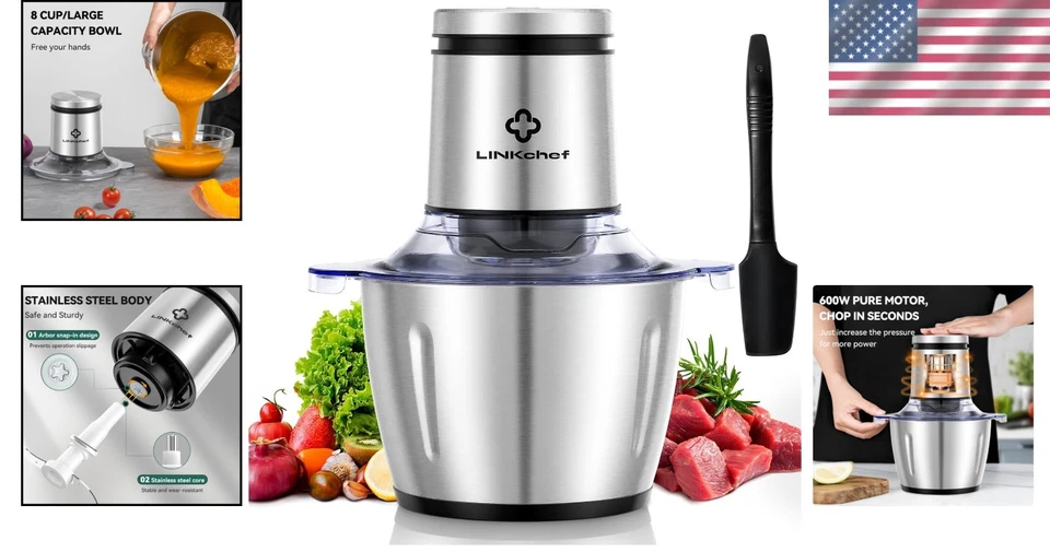 高效厨房迷你食品处理器 - 4 个双级刀片用于平滑切碎 — 第 2/4 张图片