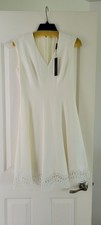 ELIE TAHARI Maria Dress White Fit Flare with Ribbon