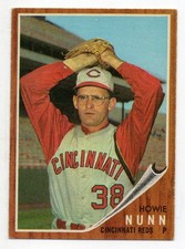 Howie Nunn 1962 Topps high #524 SET BREAK Cincinnati Reds no creases