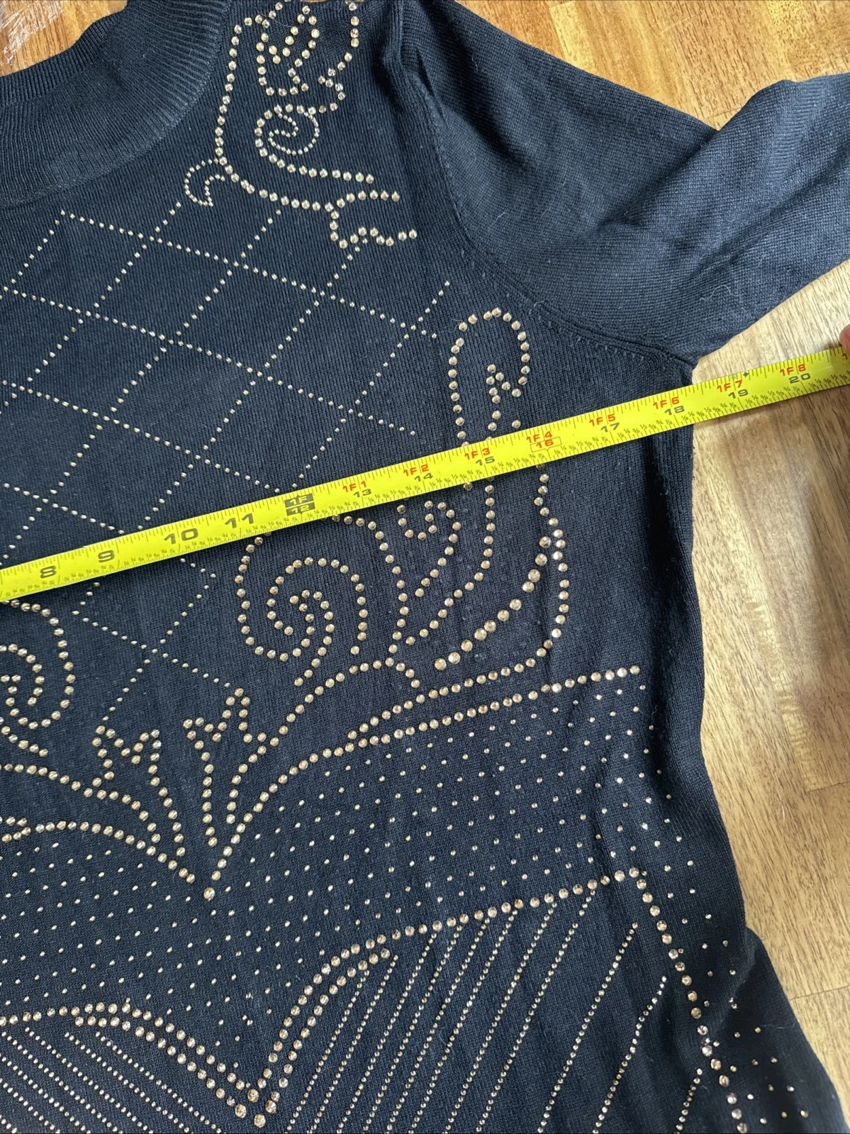 VETEMENTS Abito donna Say What elegante XL nero elasticizzato midi manica lunga strass