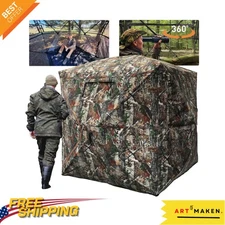 Sturdy 360-Degree Portable Hunting Blind with Waterproof Floor Mat Included