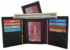 RFID Blocking Mens Trifold Wallet W/Removable Credit Card ID Holder