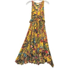 Farm Rio Women's Into The Wild Jungle Tropical Ruffle Dress Resort Boho XS