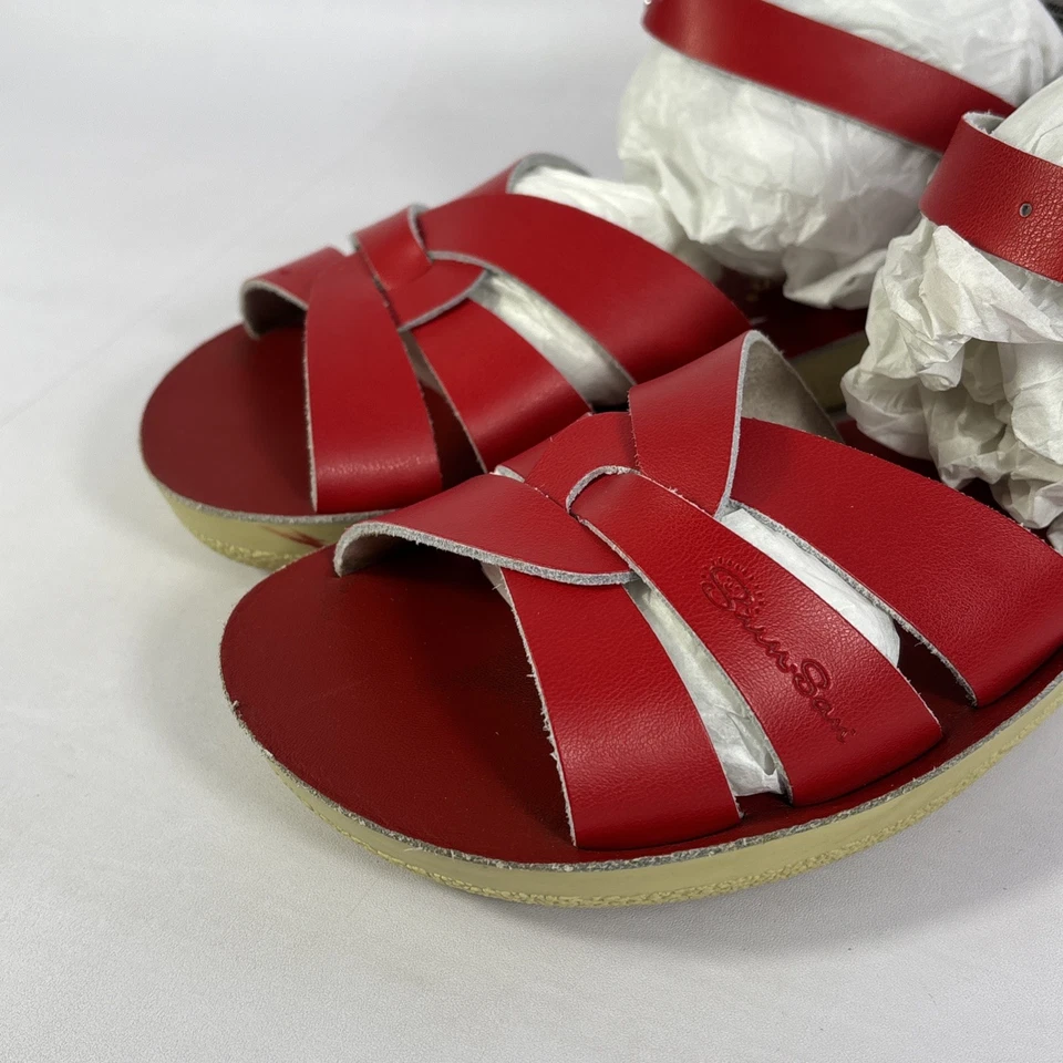 Sandalias Sun San Surfer rojas - dos correas - cuero niños pequeños talla 4 Foto 4 de 4