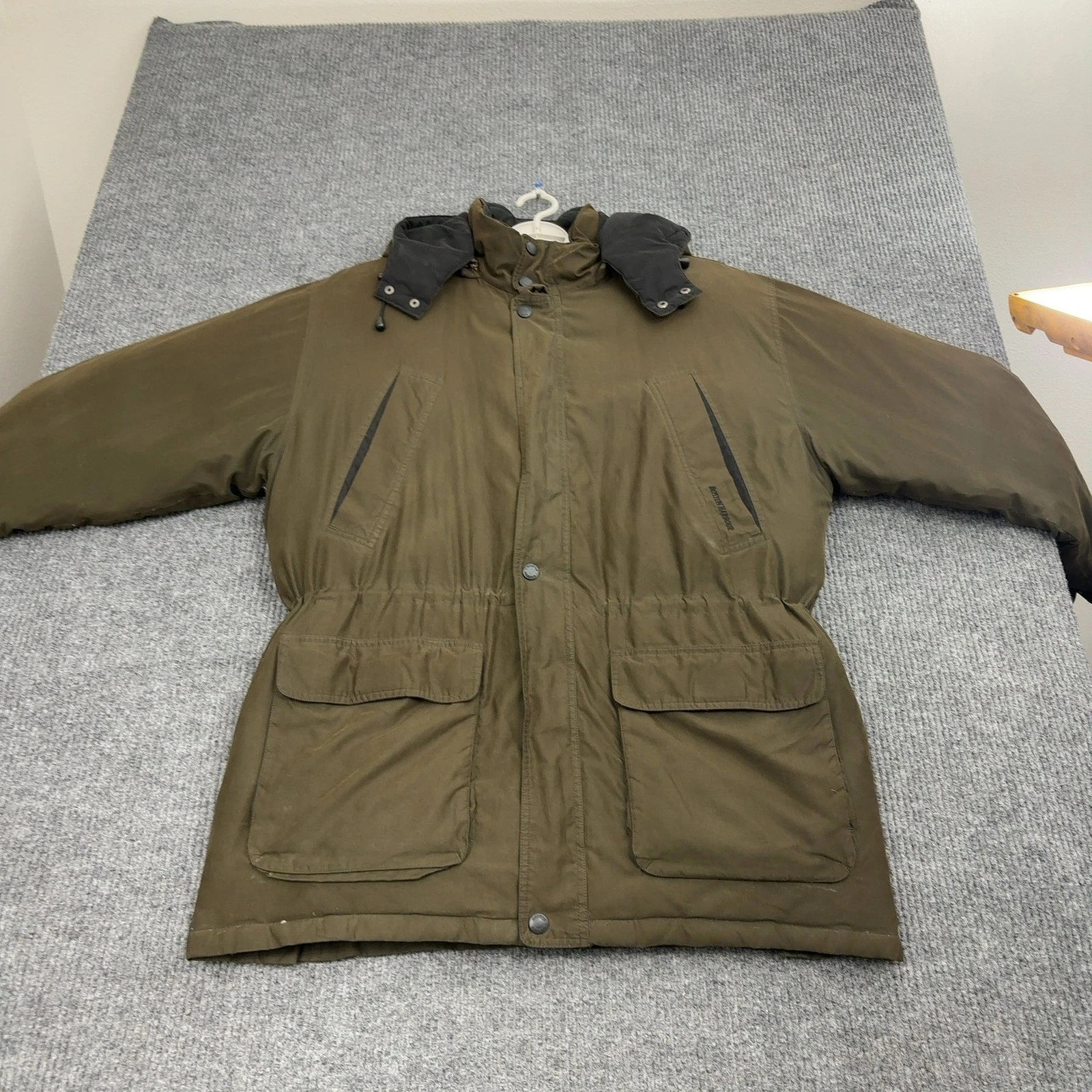 Boston Harbour Jacket Mens Brown Down Feather Fill Hooded Utility Gorpcore